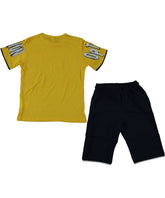 Compleu vara baieti, tricou si pantaloni scurti, Rise Up, bumbac, galben